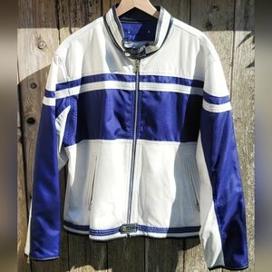 Wilsons Leather White/Blue Motorcycle Jacket XXL